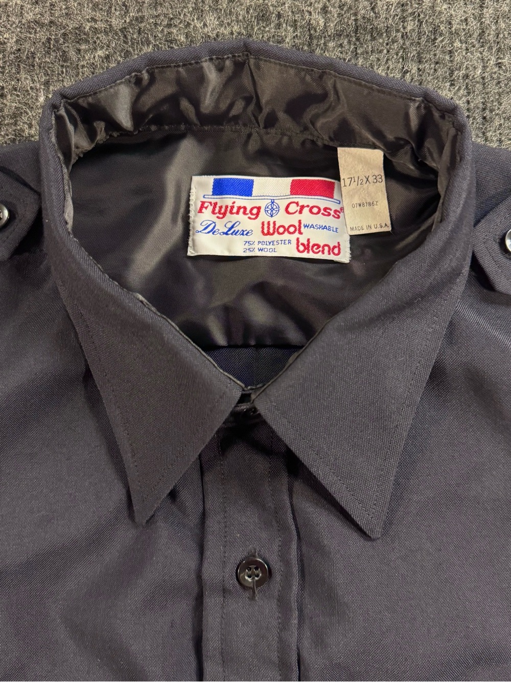 Vintage Flying Cross DeLuxe Navy Police Uniform LongSleeve Made in USA 17 ½ x 33 - Picture 4 of 10